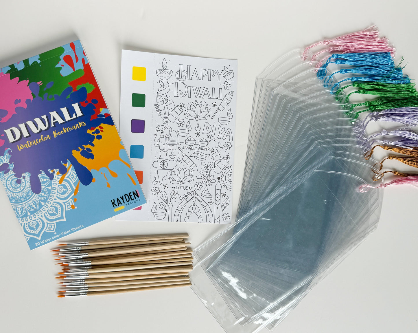 Diwali Watercolor Bookmark Kit- for up to 20 people