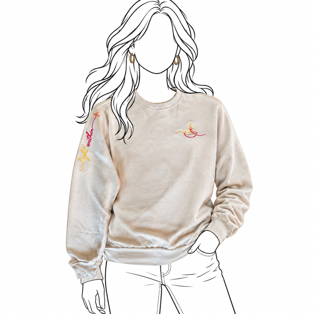Adult Embroidered Diya Sweatshirt