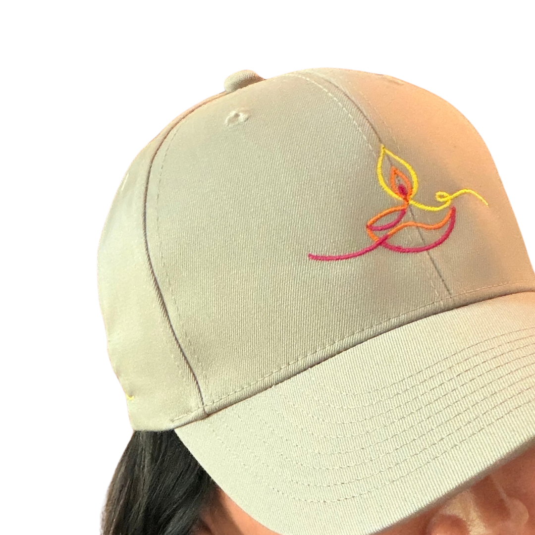 Tan Embroidered Diya Cap