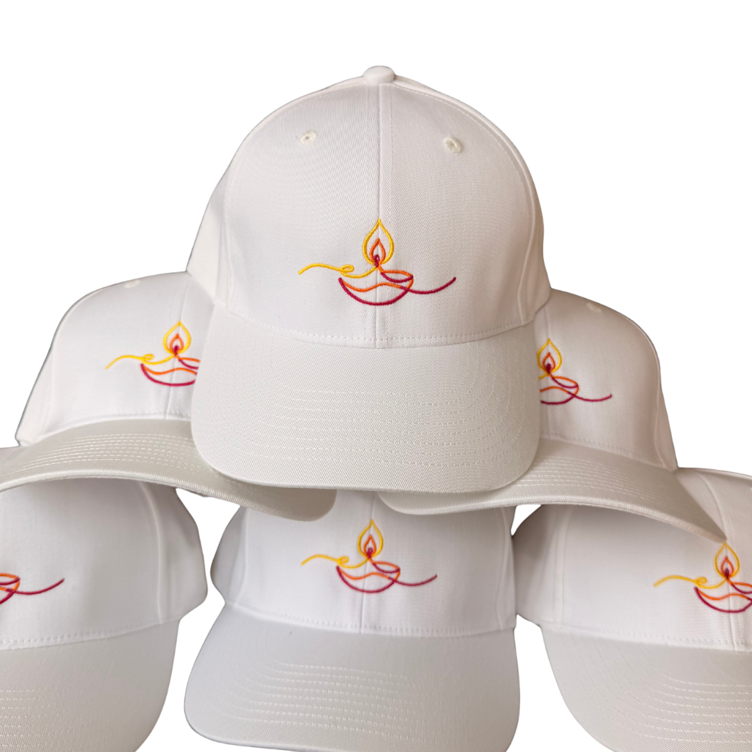 White Embroidered Diya Cap