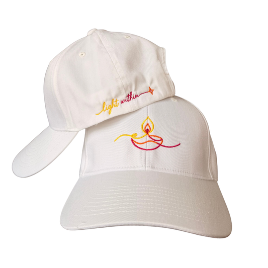White Embroidered Diya Cap